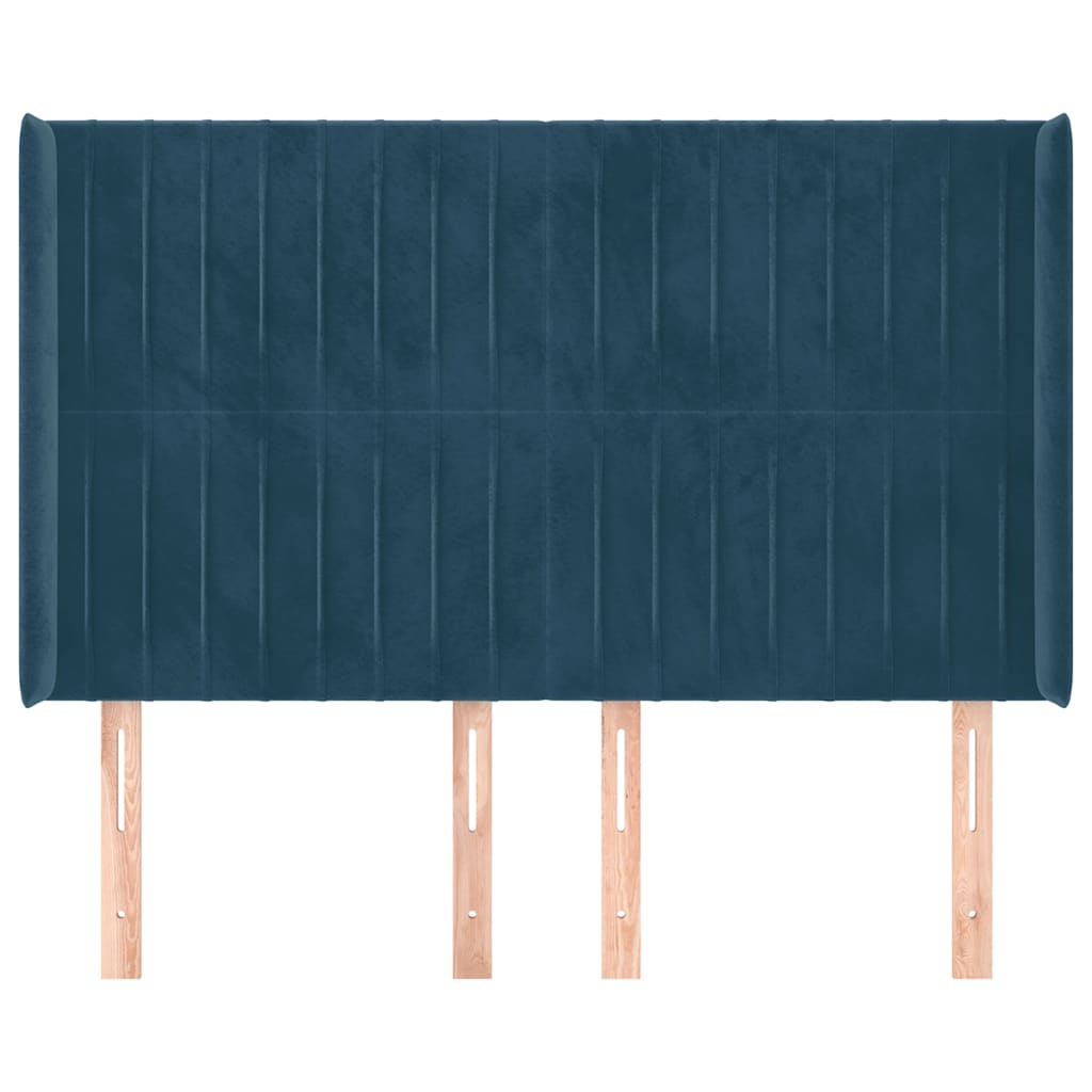Hoofdbord met randen 147x16x118/128 cm fluweel donkerblauw is nu te koop bij PeponiXL, paradijselijk wonen!