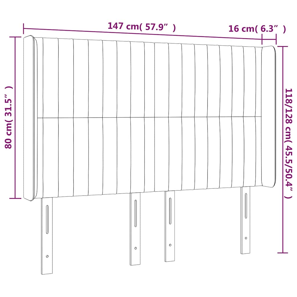 Hoofdbord met randen 147x16x118/128 cm fluweel donkerblauw is nu te koop bij PeponiXL, paradijselijk wonen!
