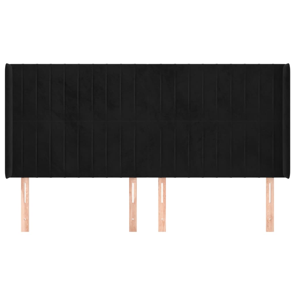 Hoofdbord met randen 163x16x118/128 cm fluweel zwart is nu te koop bij PeponiXL, paradijselijk wonen!