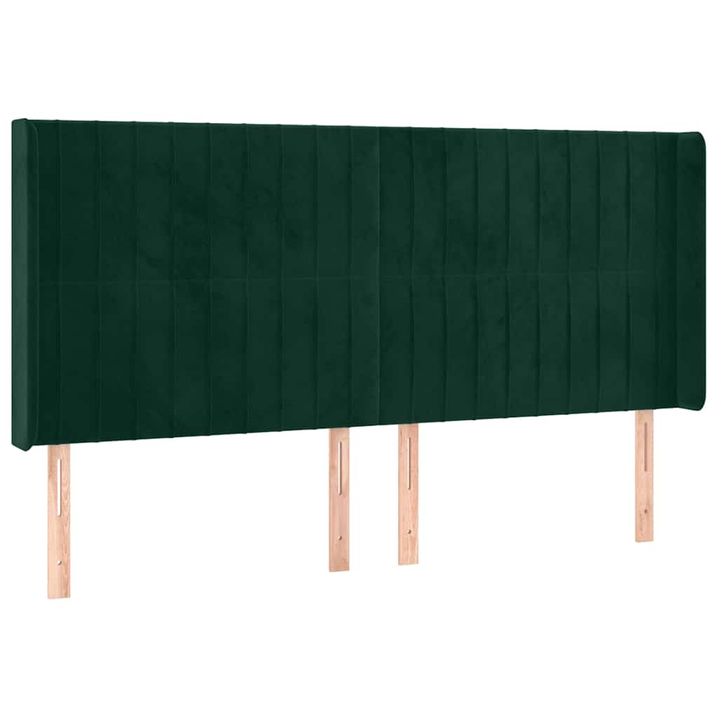 Hoofdbord met randen 163x16x118/128 cm fluweel donkergroen is nu te koop bij PeponiXL, paradijselijk wonen!