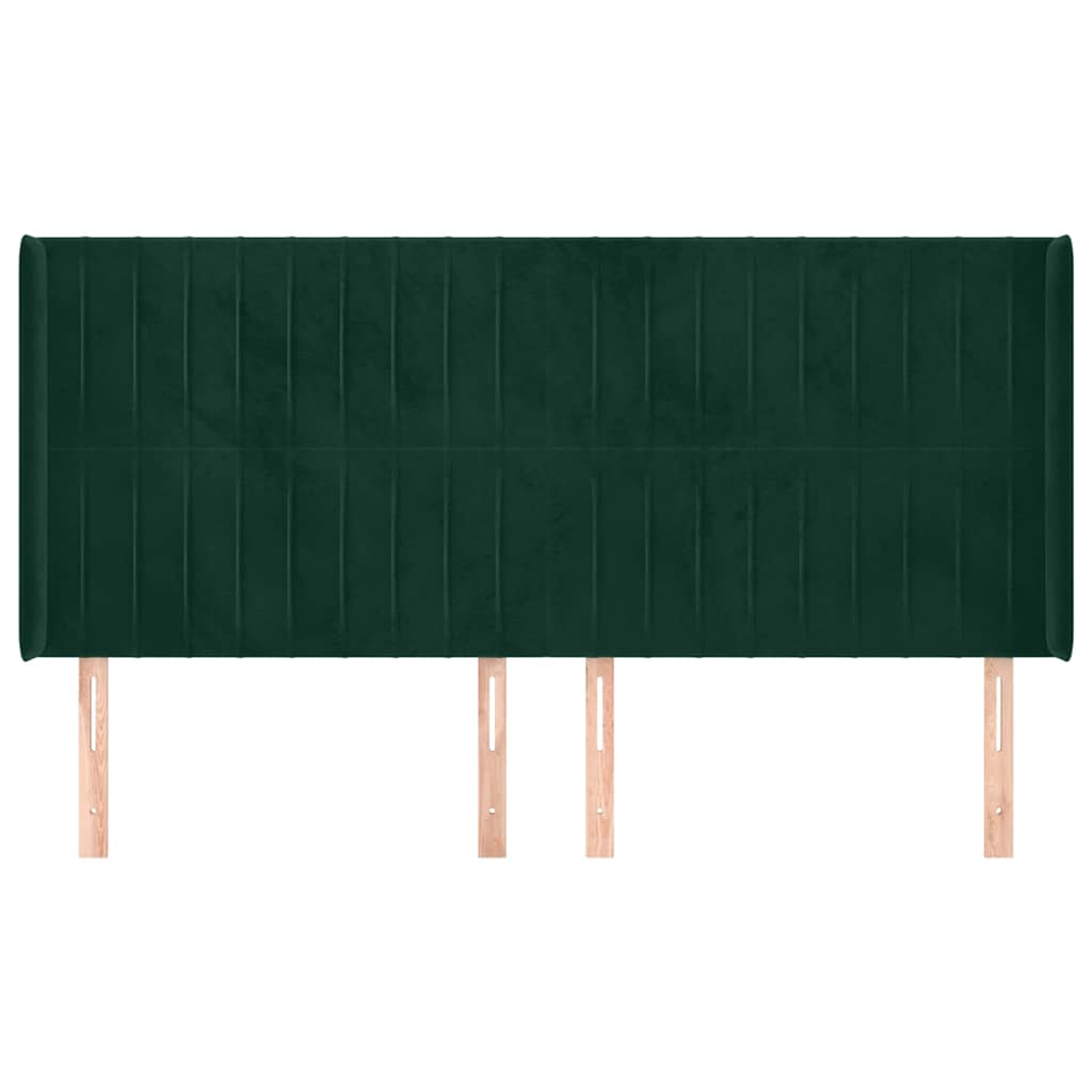 Hoofdbord met randen 163x16x118/128 cm fluweel donkergroen is nu te koop bij PeponiXL, paradijselijk wonen!