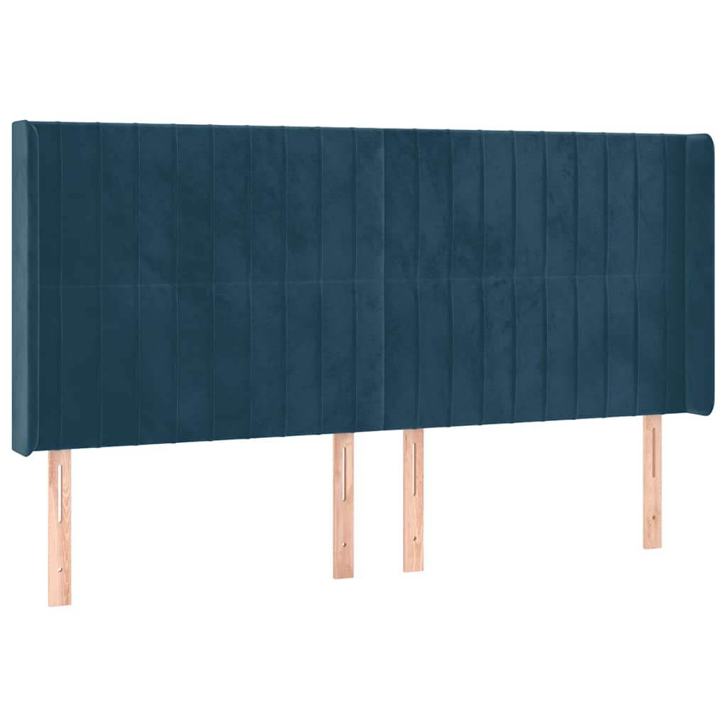 Hoofdbord met randen 163x16x118/128 cm fluweel donkerblauw is nu te koop bij PeponiXL, paradijselijk wonen!