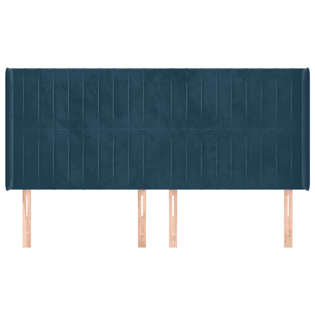 Hoofdbord met randen 163x16x118/128 cm fluweel donkerblauw is nu te koop bij PeponiXL, paradijselijk wonen!