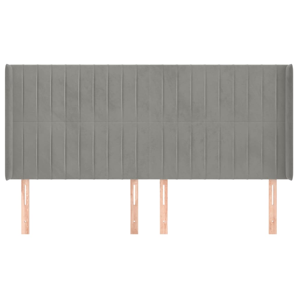 Hoofdbord met randen 183x16x118/128 cm fluweel lichtgrijs is nu te koop bij PeponiXL, paradijselijk wonen!