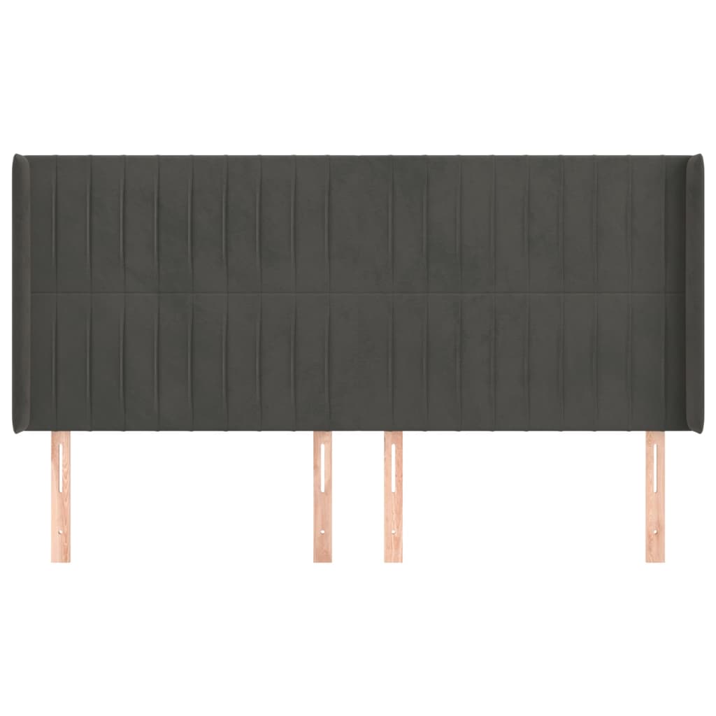 Hoofdbord met randen 183x16x118/128 cm fluweel donkergrijs is nu te koop bij PeponiXL, paradijselijk wonen!