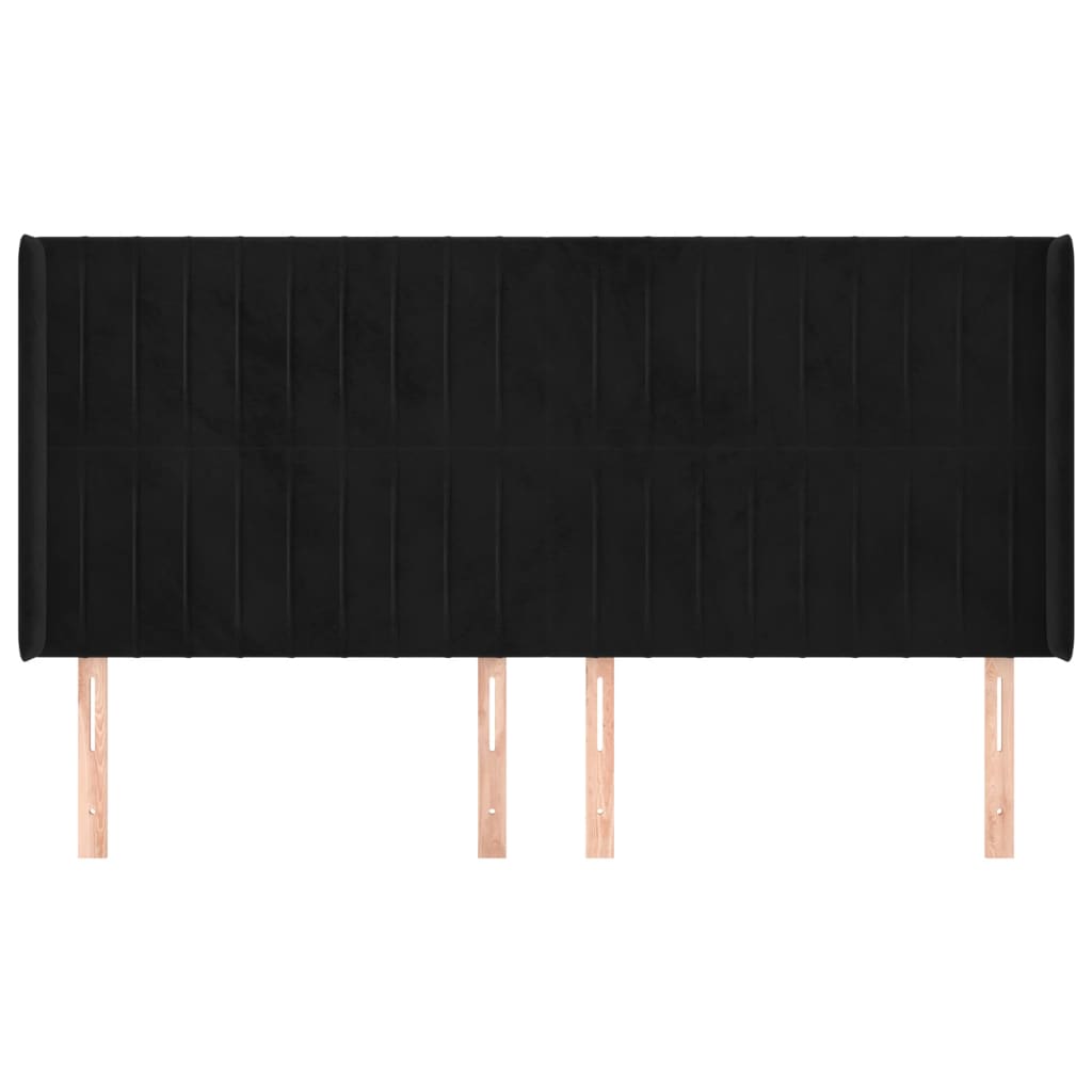 Hoofdbord met randen 183x16x118/128 cm fluweel zwart is nu te koop bij PeponiXL, paradijselijk wonen!