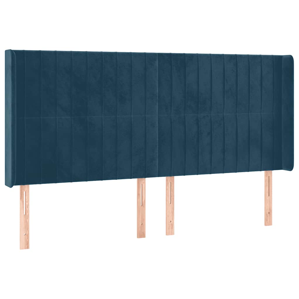 Hoofdbord met randen 183x16x118/128 cm fluweel donkerblauw is nu te koop bij PeponiXL, paradijselijk wonen!