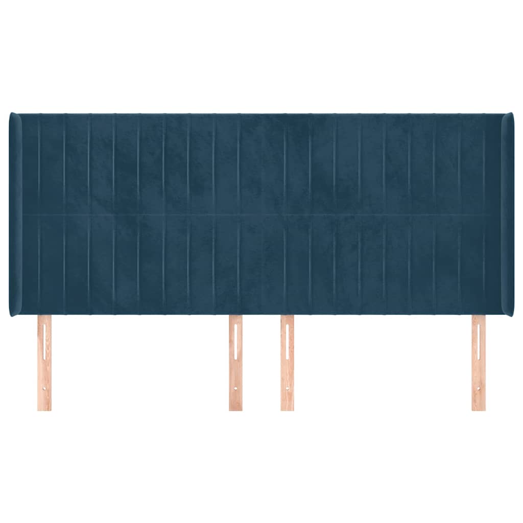 Hoofdbord met randen 183x16x118/128 cm fluweel donkerblauw is nu te koop bij PeponiXL, paradijselijk wonen!