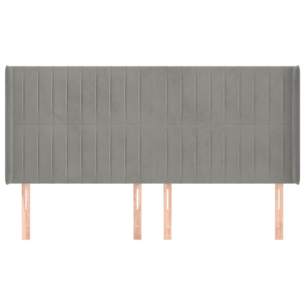 Hoofdbord met randen 203x16x118/128 cm fluweel lichtgrijs is nu te koop bij PeponiXL, paradijselijk wonen!