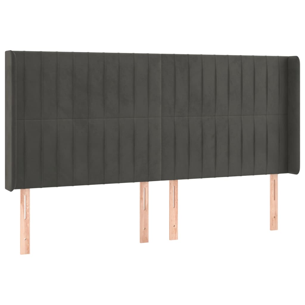 Hoofdbord met randen 203x16x118/128 cm fluweel donkergrijs is nu te koop bij PeponiXL, paradijselijk wonen!
