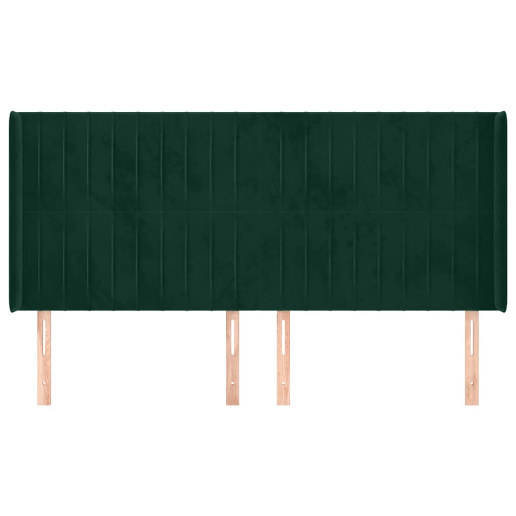 Hoofdbord met randen 203x16x118/128 cm fluweel donkergroen is nu te koop bij PeponiXL, paradijselijk wonen!