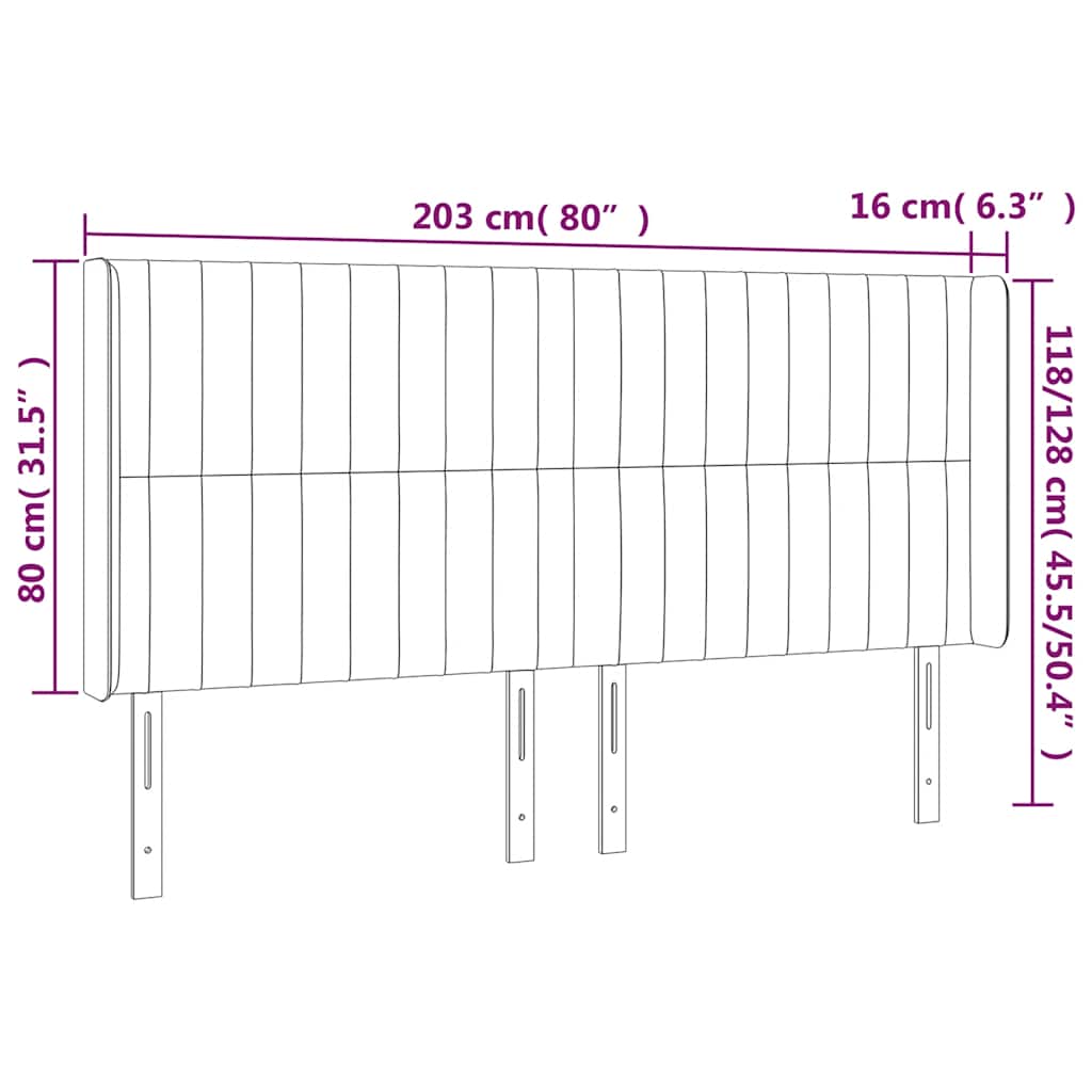 Hoofdbord met randen 203x16x118/128 cm fluweel donkergroen is nu te koop bij PeponiXL, paradijselijk wonen!
