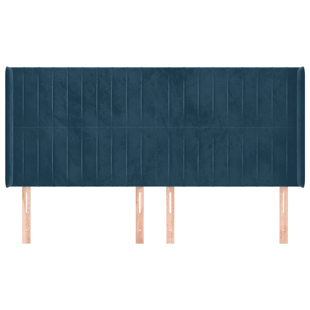 Hoofdbord met randen 203x16x118/128 cm fluweel donkerblauw is nu te koop bij PeponiXL, paradijselijk wonen!