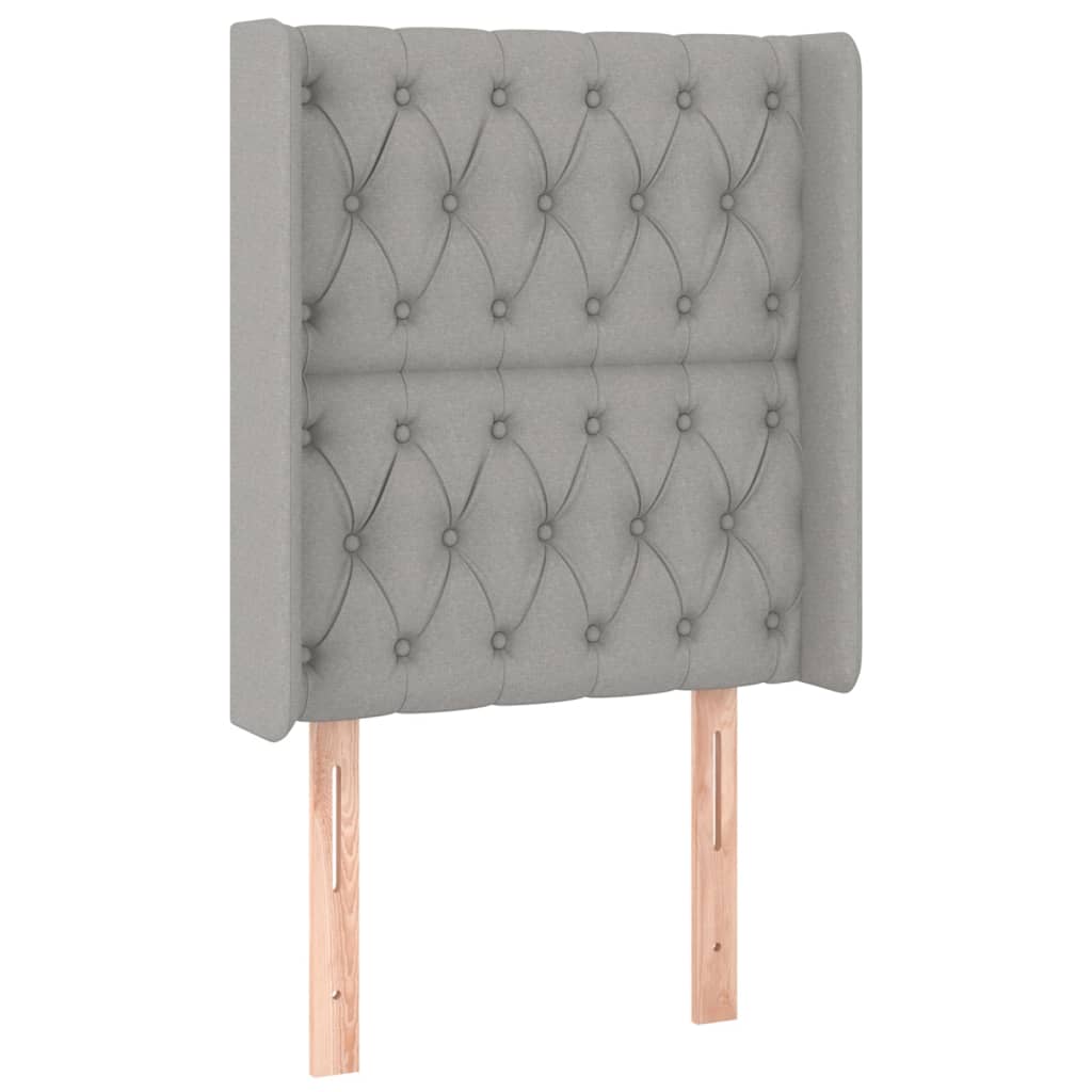 Hoofdbord met randen 83x16x118/128 cm stof lichtgrijs is nu te koop bij PeponiXL, paradijselijk wonen!