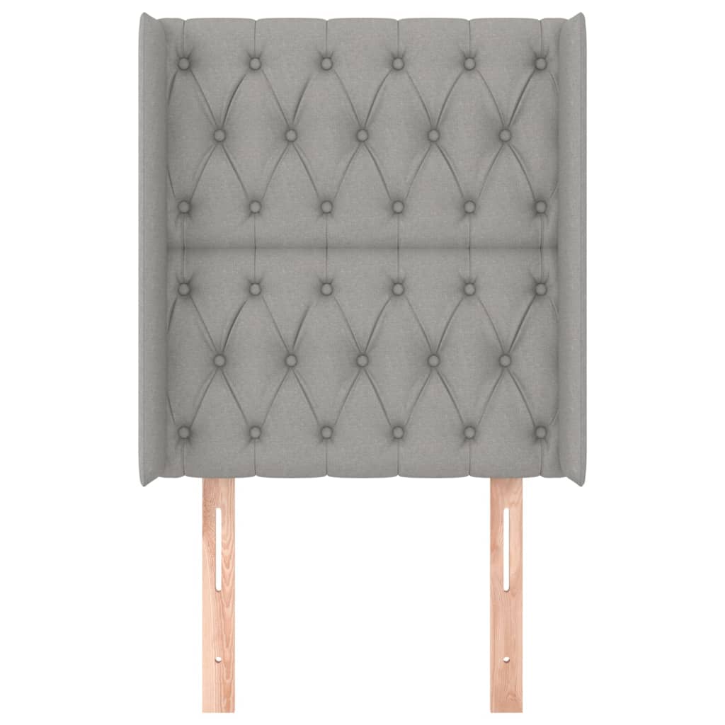 Hoofdbord met randen 83x16x118/128 cm stof lichtgrijs is nu te koop bij PeponiXL, paradijselijk wonen!