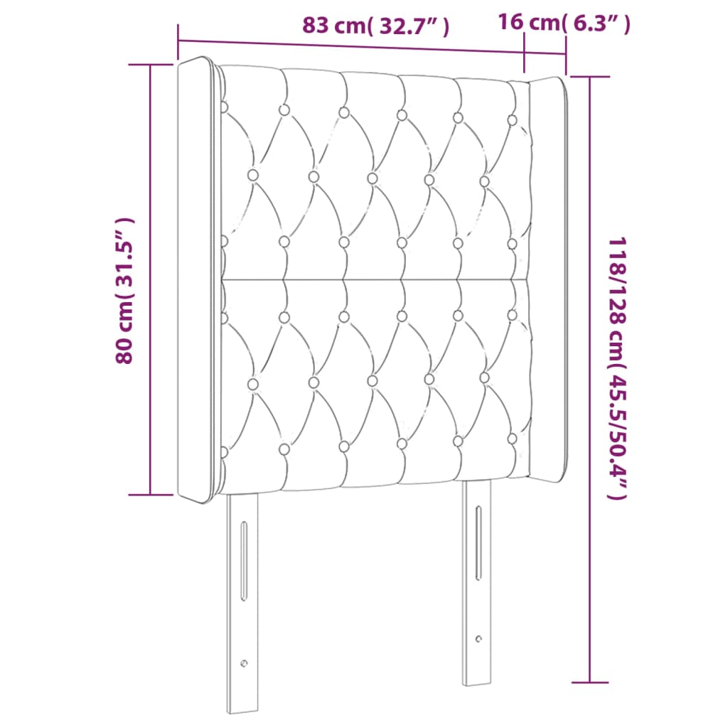 Hoofdbord met randen 83x16x118/128 cm stof lichtgrijs is nu te koop bij PeponiXL, paradijselijk wonen!
