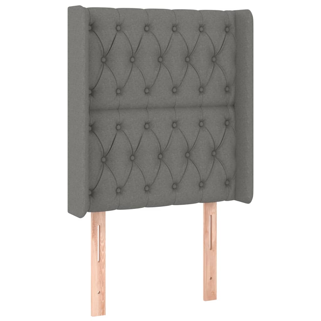 Hoofdbord met randen 83x16x118/128 cm stof donkergrijs is nu te koop bij PeponiXL, paradijselijk wonen!