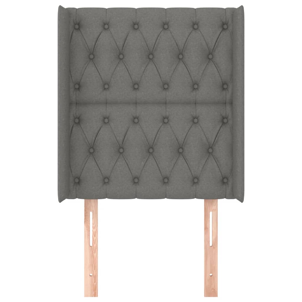 Hoofdbord met randen 83x16x118/128 cm stof donkergrijs is nu te koop bij PeponiXL, paradijselijk wonen!