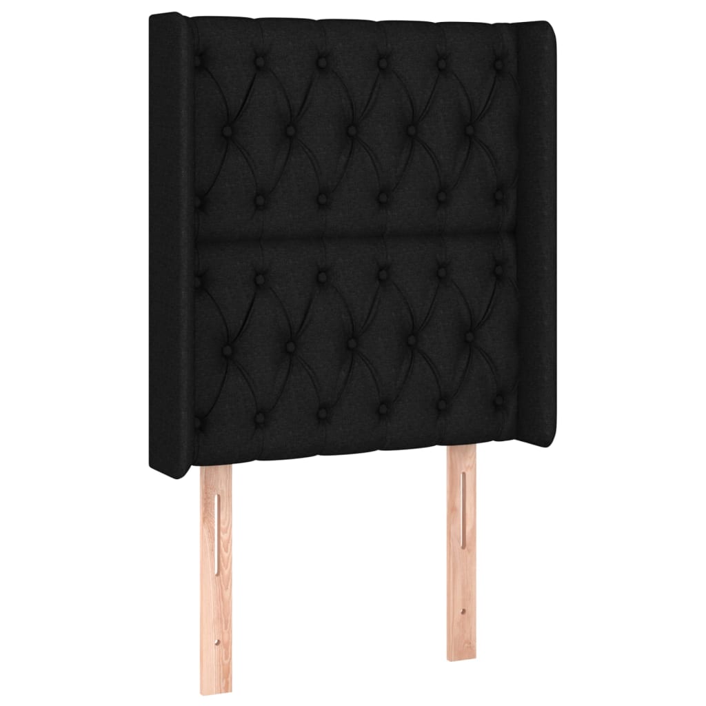Hoofdbord met randen 83x16x118/128 cm stof zwart is nu te koop bij PeponiXL, paradijselijk wonen!