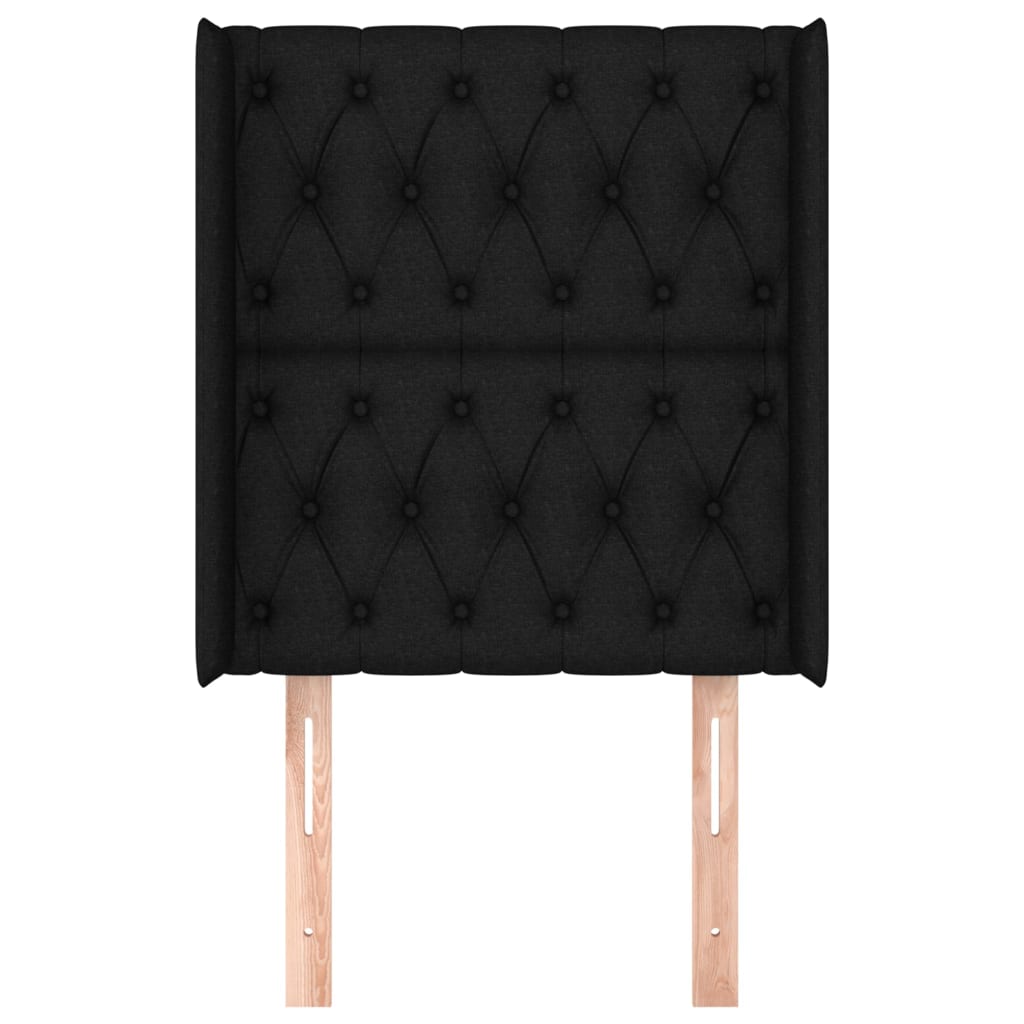 Hoofdbord met randen 83x16x118/128 cm stof zwart is nu te koop bij PeponiXL, paradijselijk wonen!