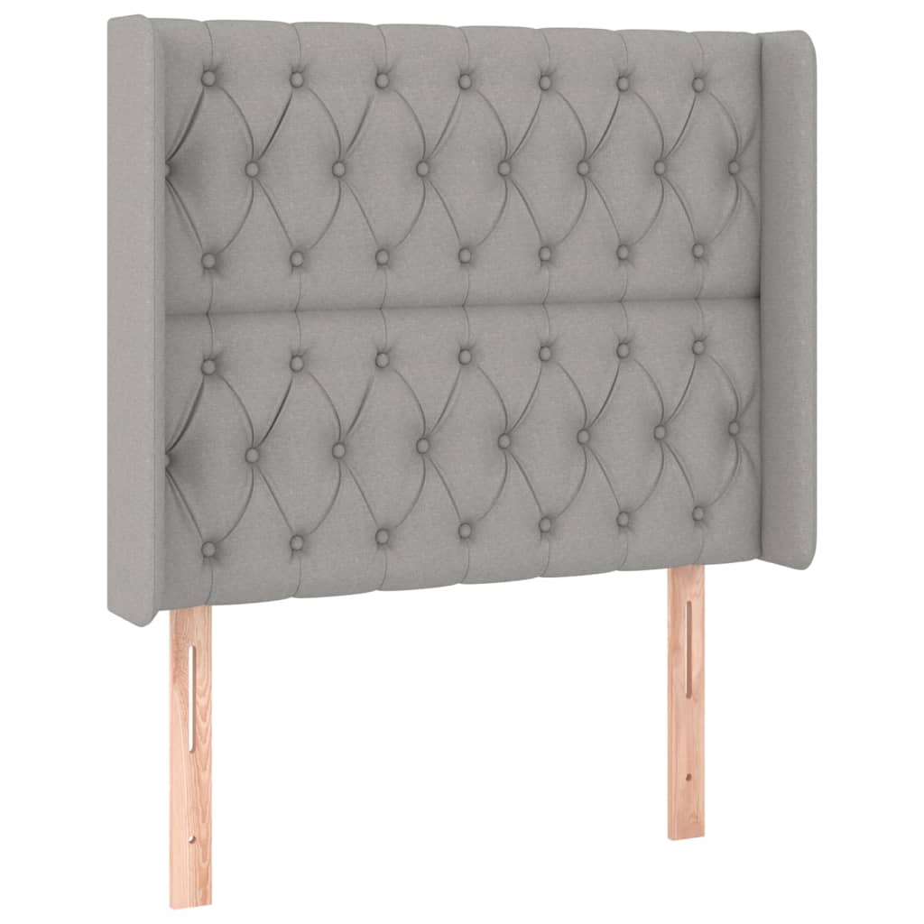 Hoofdbord met randen 93x16x118/128 cm stof lichtgrijs is nu te koop bij PeponiXL, paradijselijk wonen!