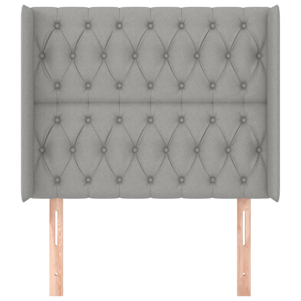 Hoofdbord met randen 93x16x118/128 cm stof lichtgrijs is nu te koop bij PeponiXL, paradijselijk wonen!