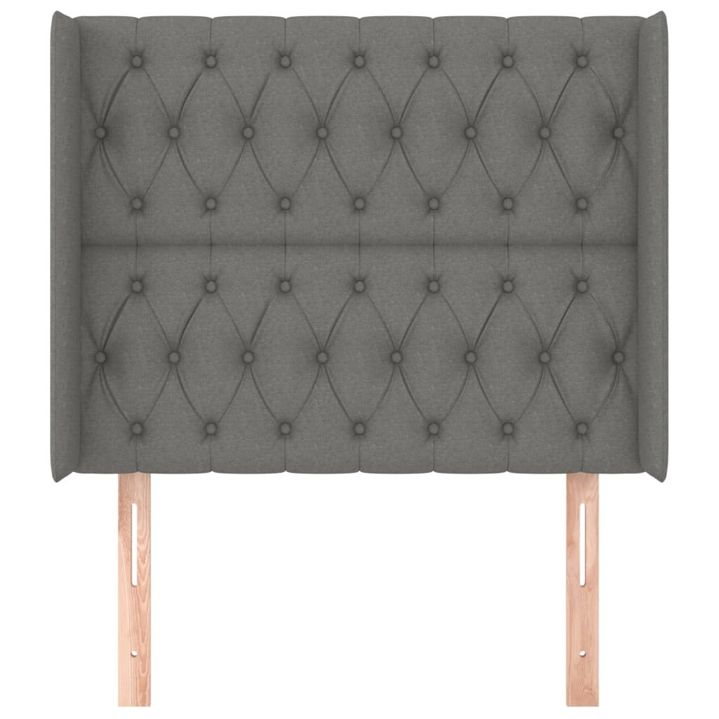 Hoofdbord met randen 93x16x118/128 cm stof donkergrijs is nu te koop bij PeponiXL, paradijselijk wonen!