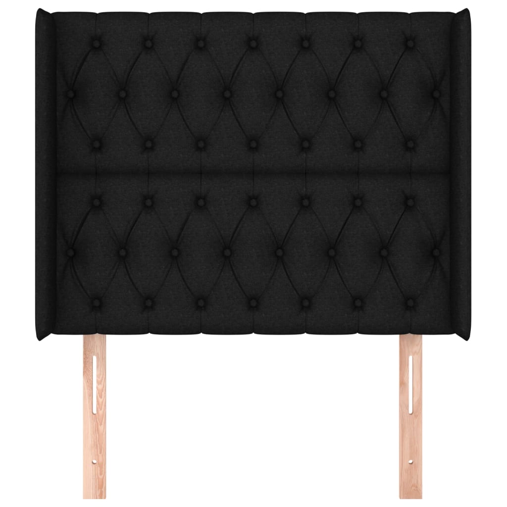 Hoofdbord met randen 93x16x118/128 cm stof zwart is nu te koop bij PeponiXL, paradijselijk wonen!