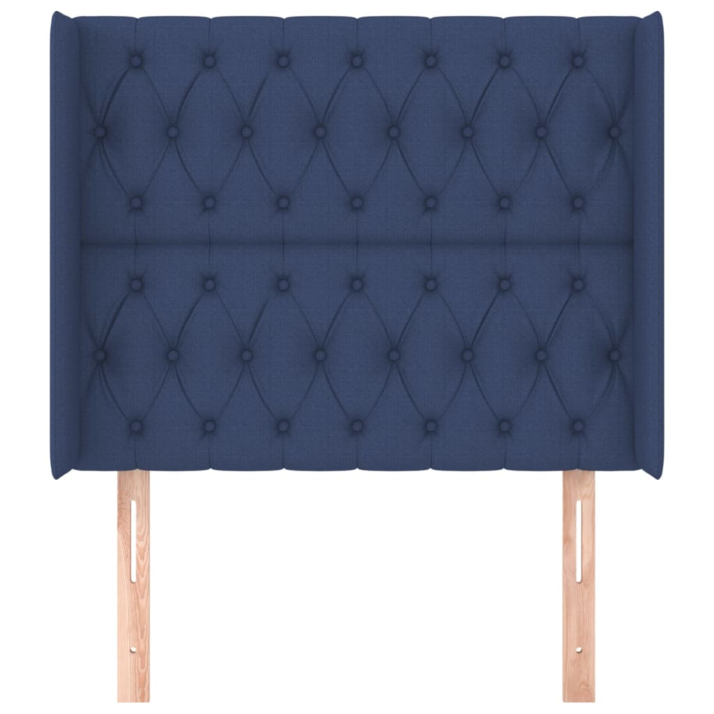 Hoofdbord met randen 93x16x118/128 cm stof blauw is nu te koop bij PeponiXL, paradijselijk wonen!
