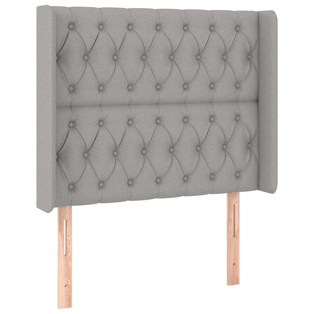 Hoofdbord met randen 103x16x118/128 cm stof lichtgrijs is nu te koop bij PeponiXL, paradijselijk wonen!