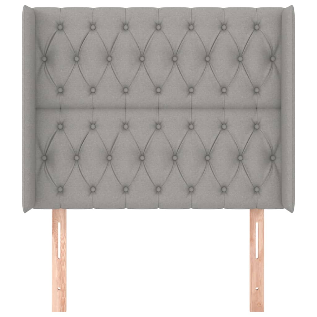 Hoofdbord met randen 103x16x118/128 cm stof lichtgrijs is nu te koop bij PeponiXL, paradijselijk wonen!