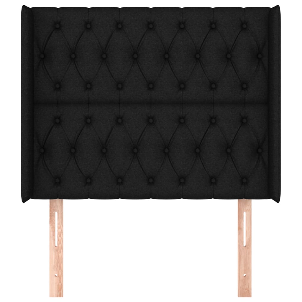 Hoofdbord met randen 103x16x118/128 cm stof zwart is nu te koop bij PeponiXL, paradijselijk wonen!