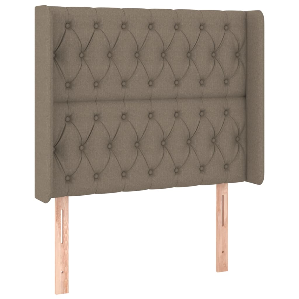 Hoofdbord met randen 103x16x118/128 cm stof taupe is nu te koop bij PeponiXL, paradijselijk wonen!
