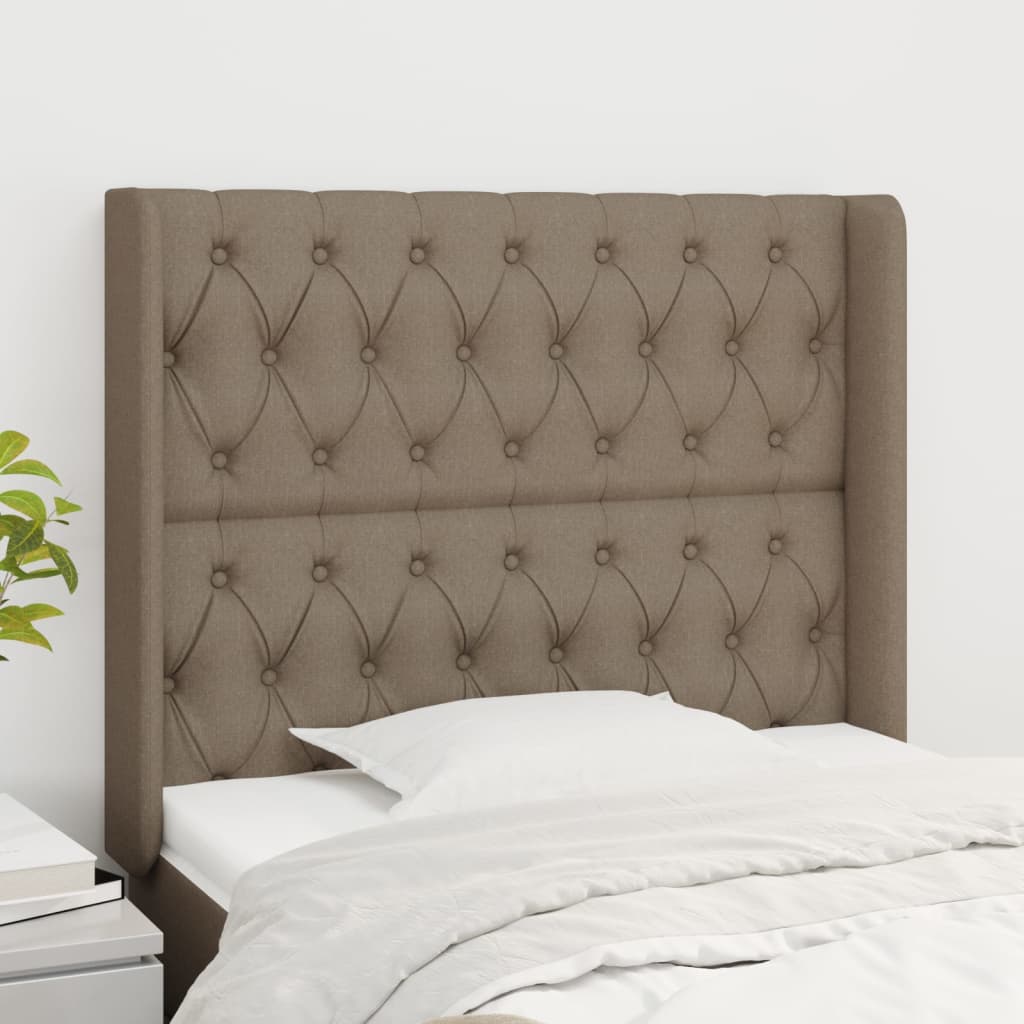 Hoofdbord met randen 103x16x118/128 cm stof taupe is nu te koop bij PeponiXL, paradijselijk wonen!