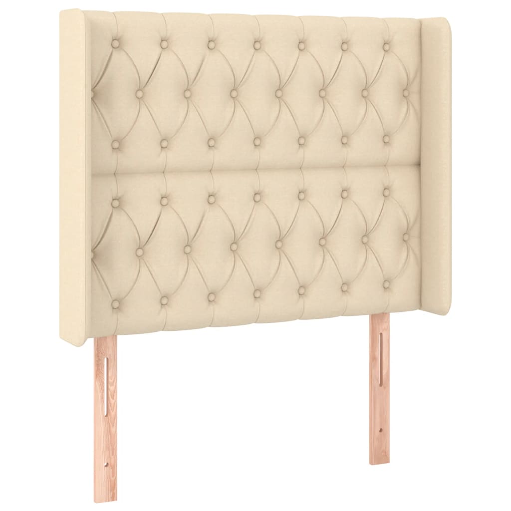 Hoofdbord met randen 103x16x118/128 cm stof crèmekleurig is nu te koop bij PeponiXL, paradijselijk wonen!