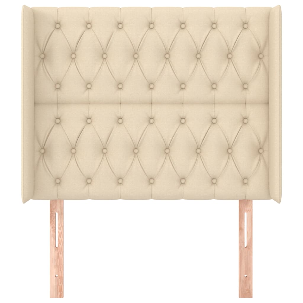 Hoofdbord met randen 103x16x118/128 cm stof crèmekleurig is nu te koop bij PeponiXL, paradijselijk wonen!