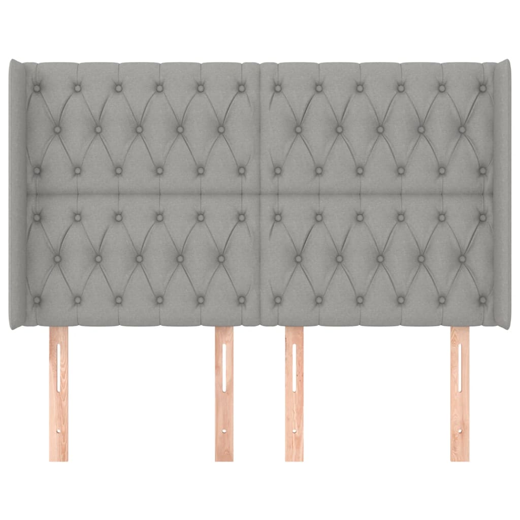 Hoofdbord met randen 147x16x118/128 cm stof lichtgrijs is nu te koop bij PeponiXL, paradijselijk wonen!