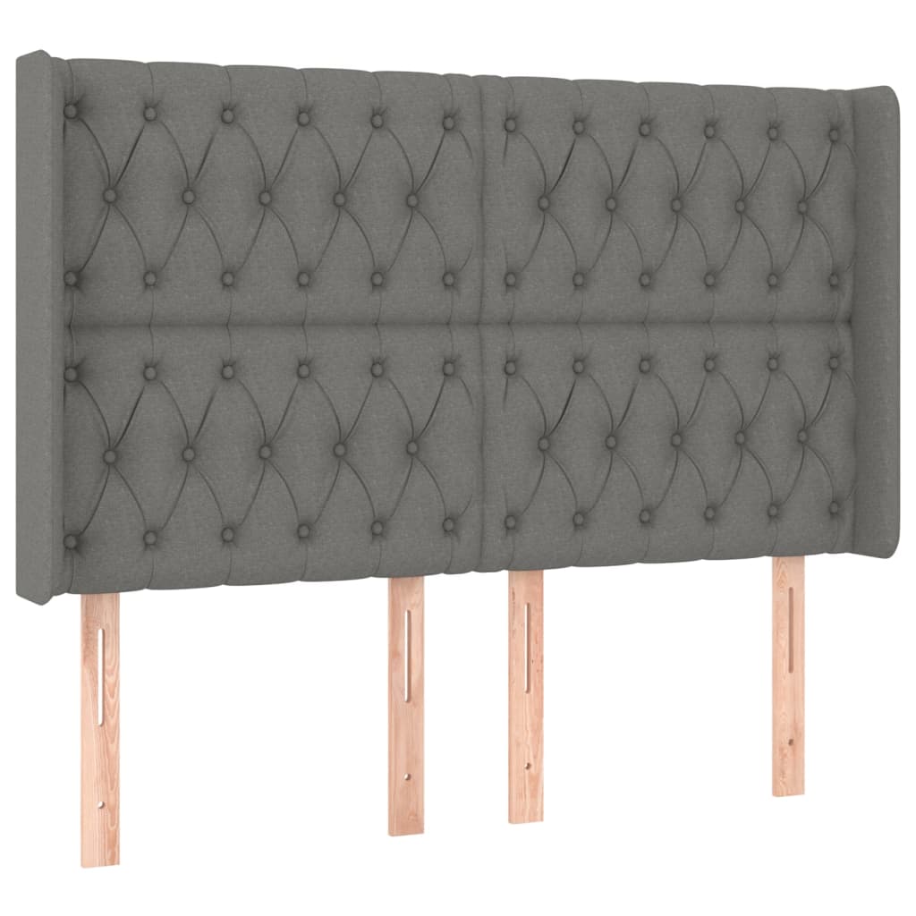 Hoofdbord met randen 147x16x118/128 cm stof donkergrijs is nu te koop bij PeponiXL, paradijselijk wonen!