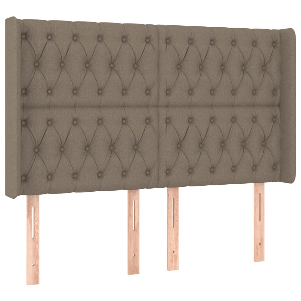 Hoofdbord met randen 147x16x118/128 cm stof taupe is nu te koop bij PeponiXL, paradijselijk wonen!