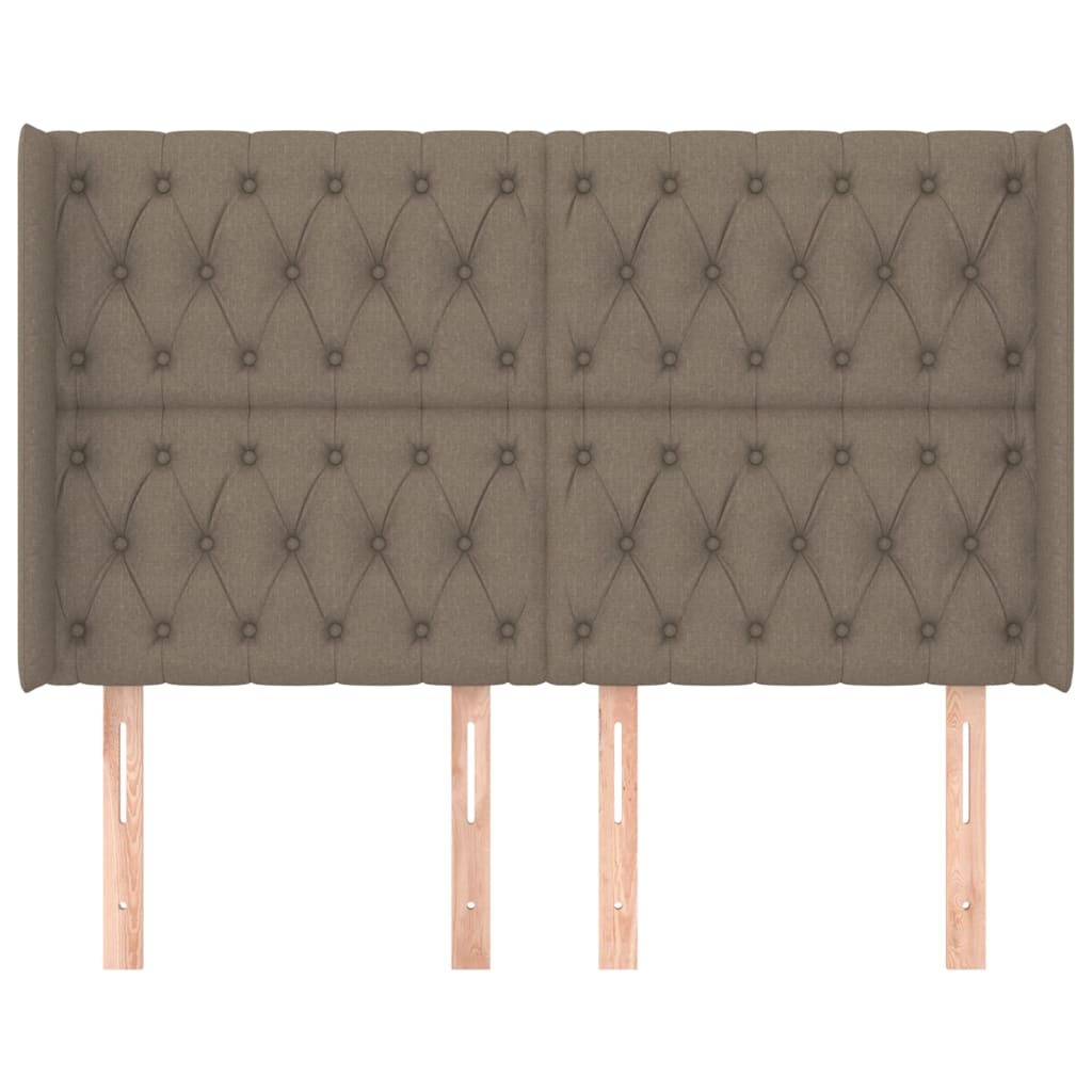 Hoofdbord met randen 147x16x118/128 cm stof taupe is nu te koop bij PeponiXL, paradijselijk wonen!