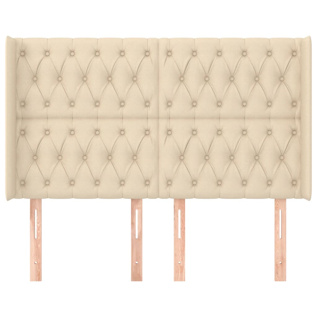 Hoofdbord met randen 147x16x118/128 cm stof crèmekleurig is nu te koop bij PeponiXL, paradijselijk wonen!