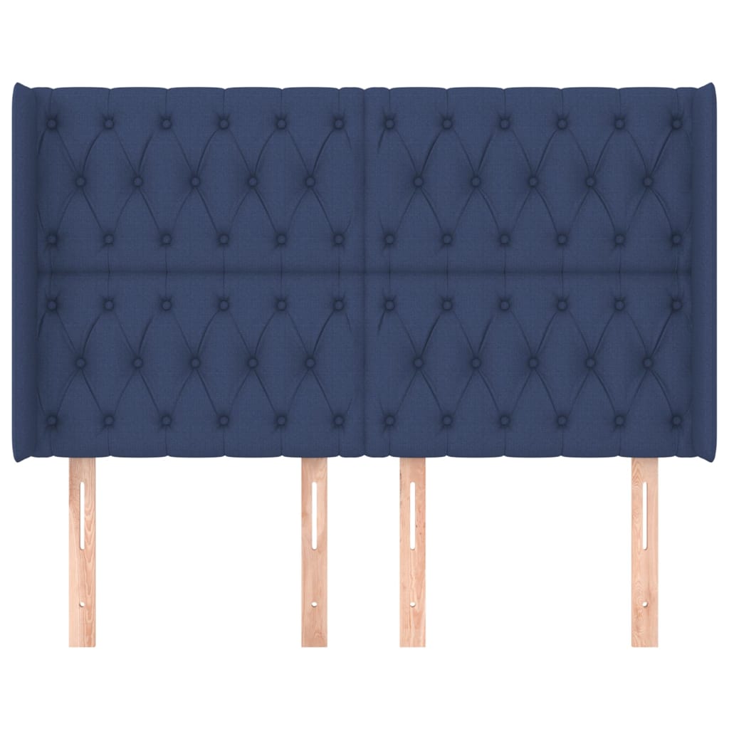 Hoofdbord met randen 147x16x118/128 cm stof blauw is nu te koop bij PeponiXL, paradijselijk wonen!