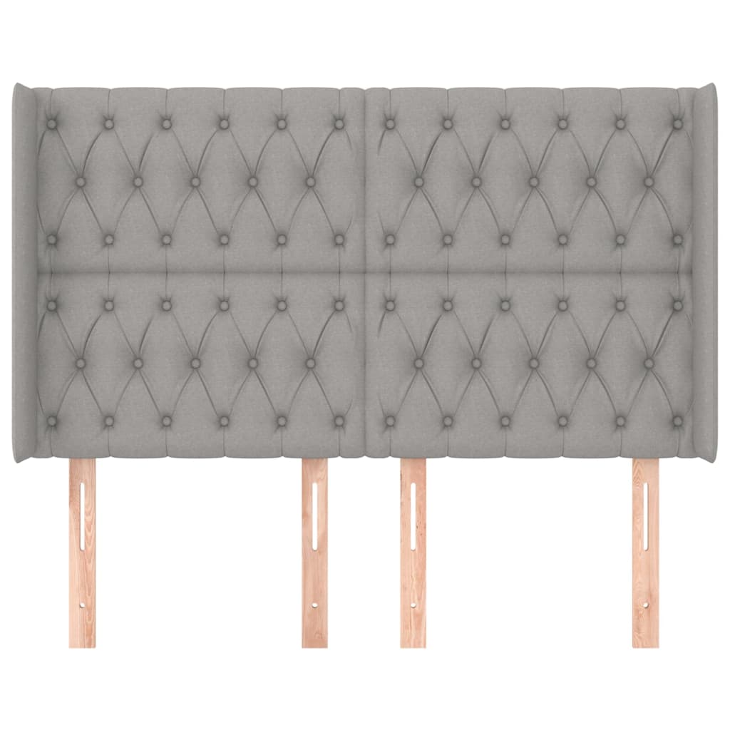 Hoofdbord met randen 163x16x118/128 cm stof lichtgrijs is nu te koop bij PeponiXL, paradijselijk wonen!
