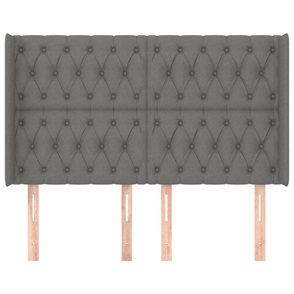 Hoofdbord met randen 163x16x118/128 cm stof donkergrijs is nu te koop bij PeponiXL, paradijselijk wonen!