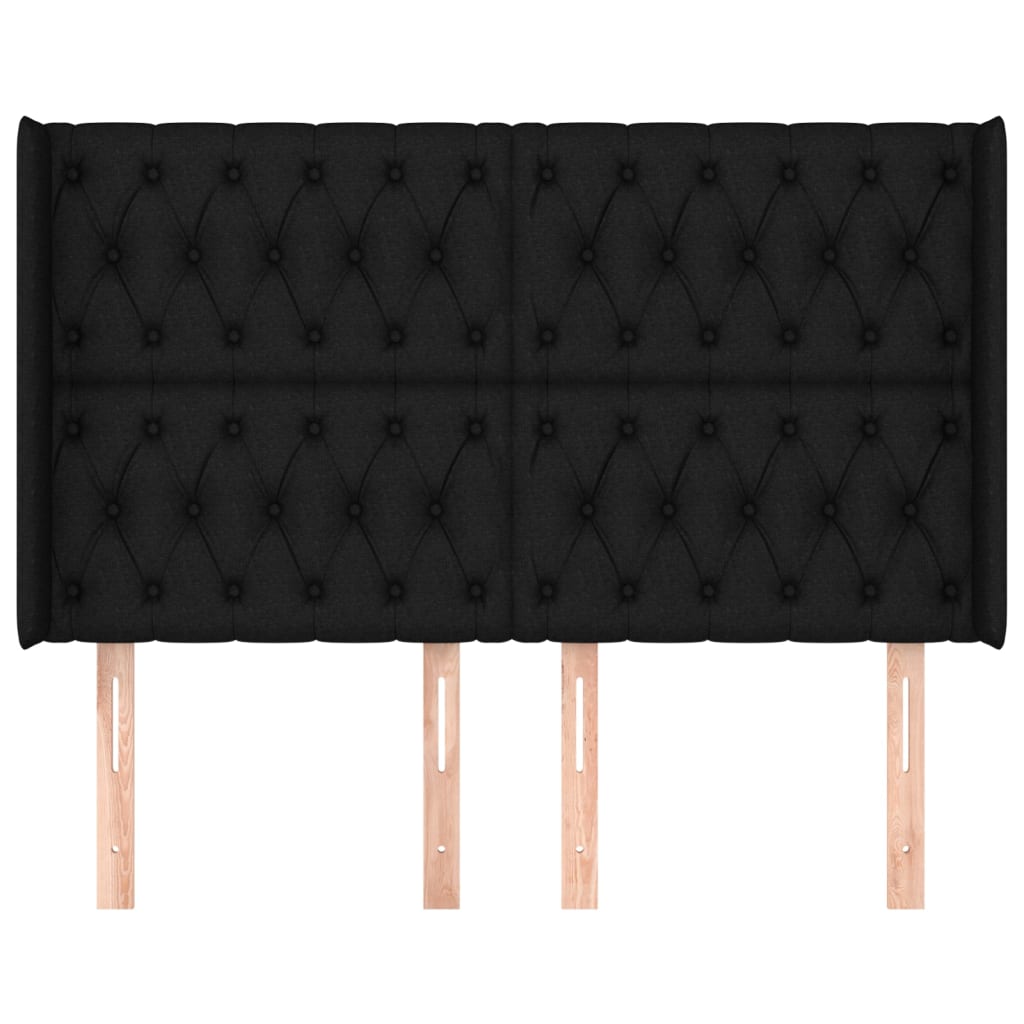 Hoofdbord met randen 163x16x118/128 cm stof zwart is nu te koop bij PeponiXL, paradijselijk wonen!