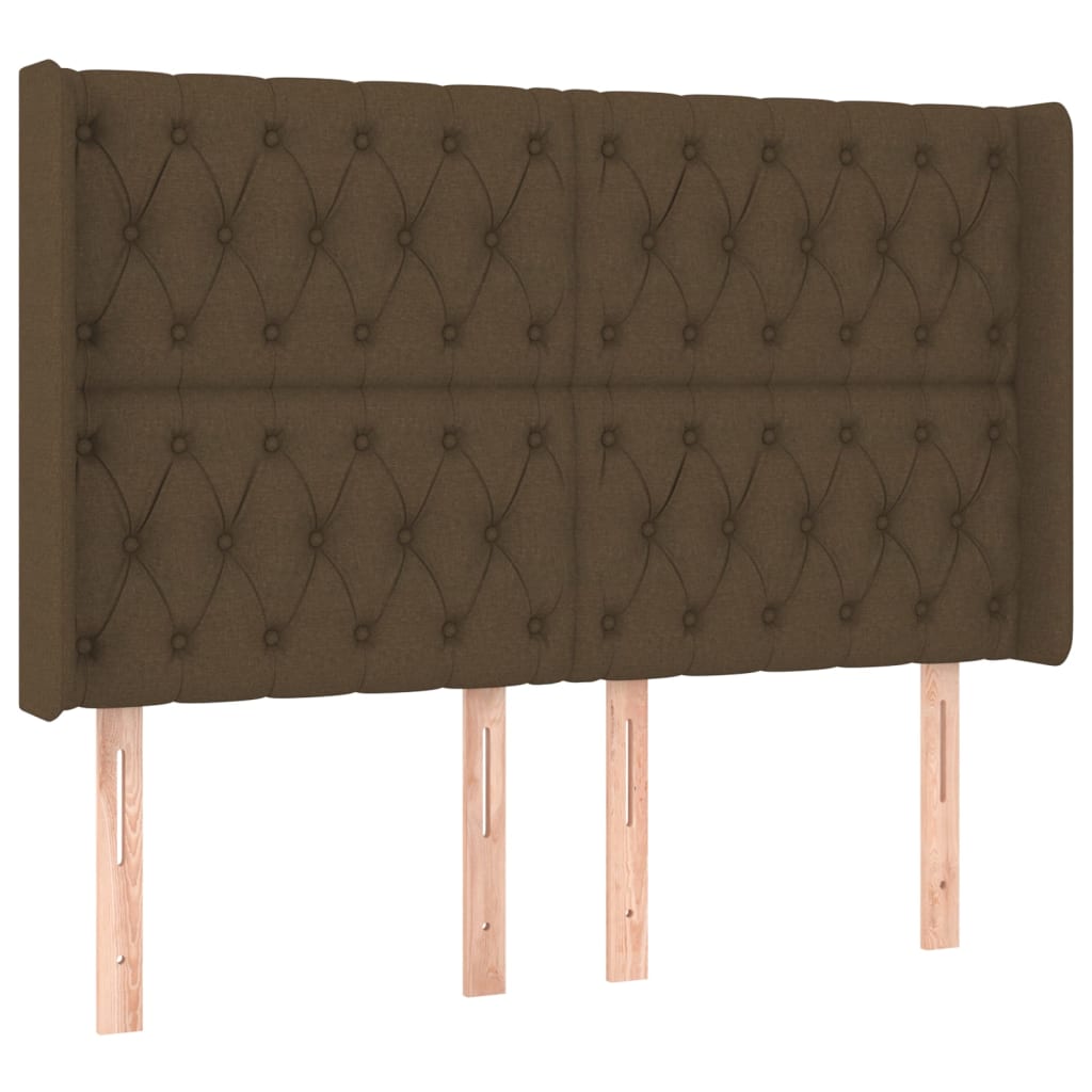 Hoofdbord met randen 163x16x118/128 cm stof donkerbruin is nu te koop bij PeponiXL, paradijselijk wonen!