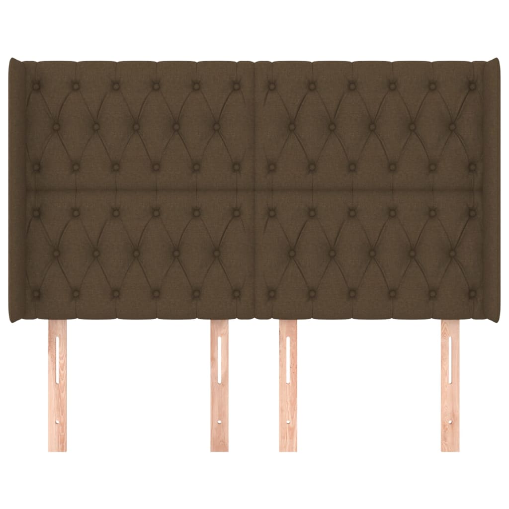 Hoofdbord met randen 163x16x118/128 cm stof donkerbruin is nu te koop bij PeponiXL, paradijselijk wonen!