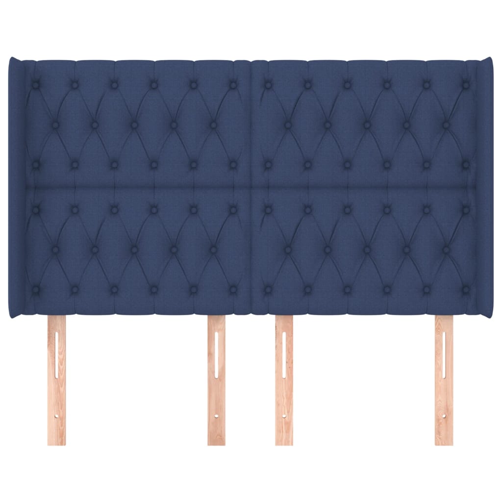 Hoofdbord met randen 163x16x118/128 cm stof blauw is nu te koop bij PeponiXL, paradijselijk wonen!