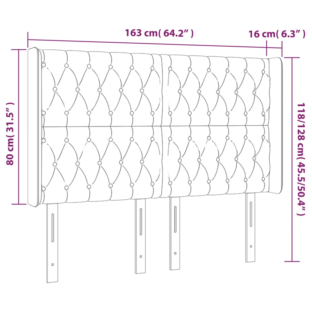 Hoofdbord met randen 163x16x118/128 cm stof blauw is nu te koop bij PeponiXL, paradijselijk wonen!