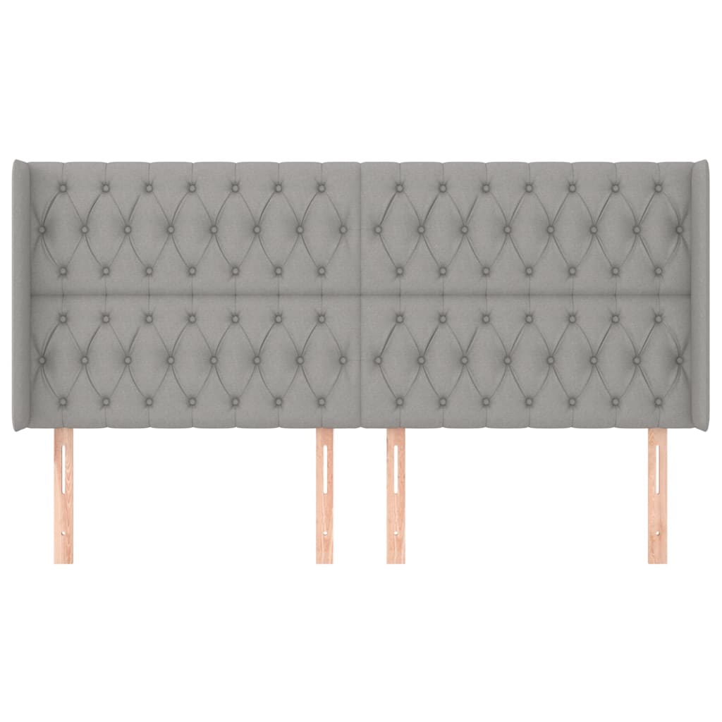 Hoofdbord met randen 183x16x118/128 cm stof lichtgrijs is nu te koop bij PeponiXL, paradijselijk wonen!
